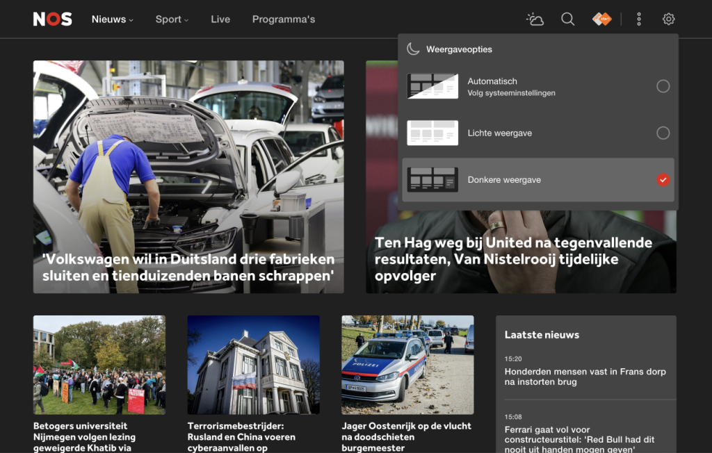 afbeelding van NOS website in darkmode