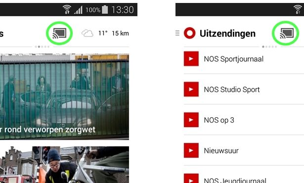 Chromecast in NOS-app voor Android
